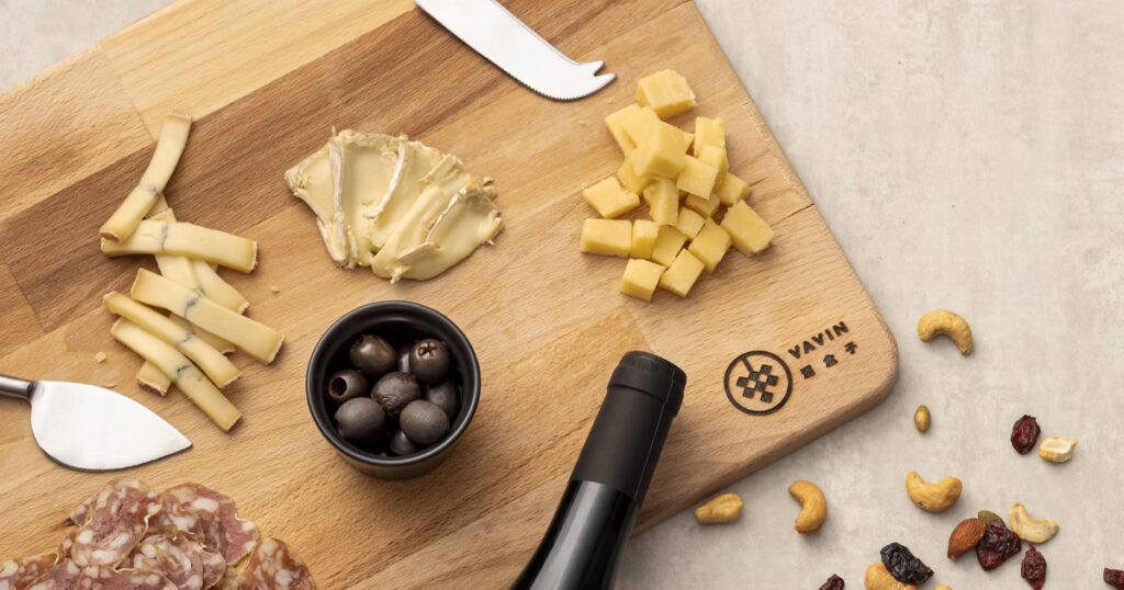 A VAVIN cheese and wine table